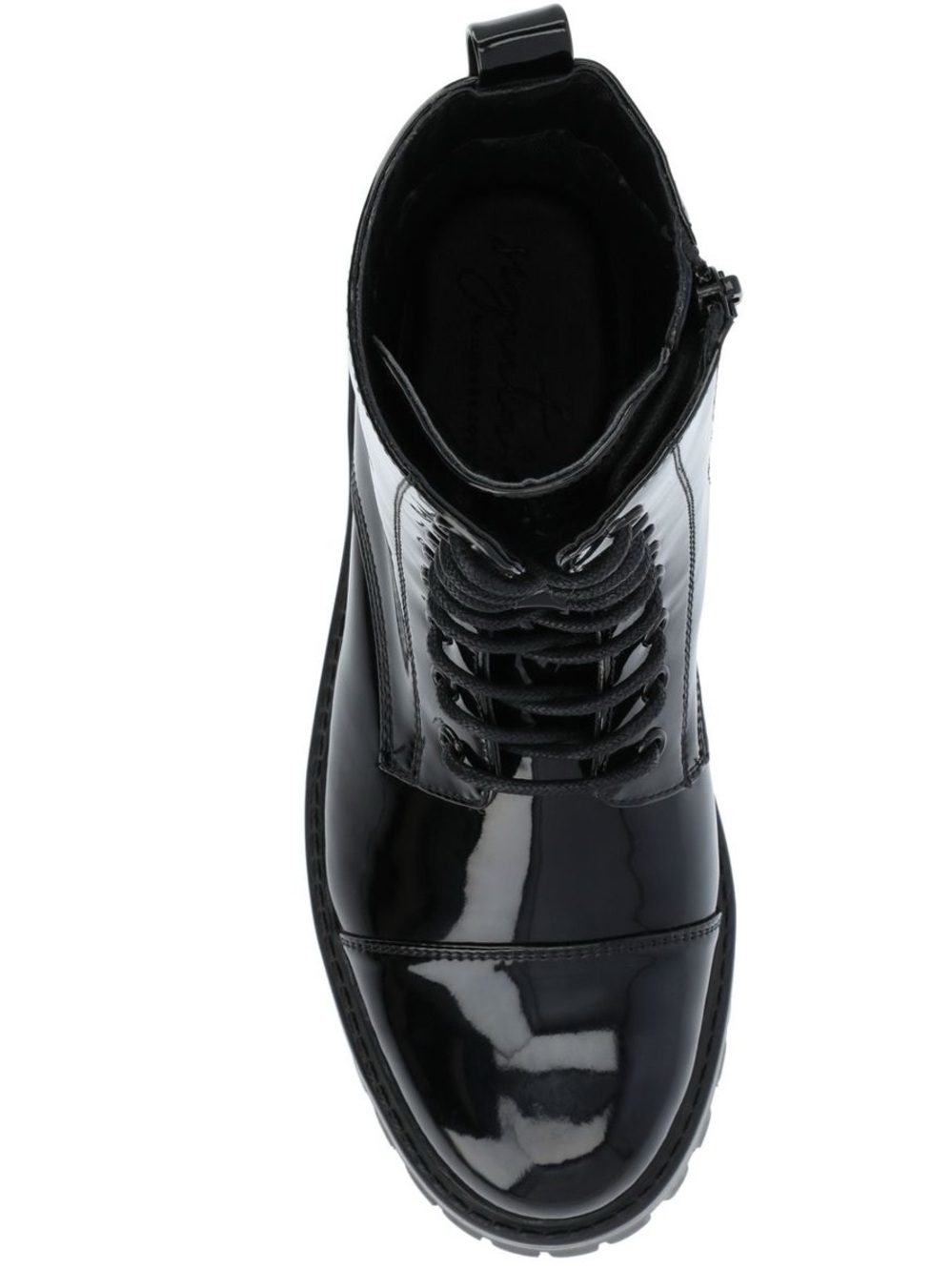 ♥️♥️ Journee Collection Women's Aaley Lace Up Lug Combat Bootie - Patent/Black - Picture 4 of 9